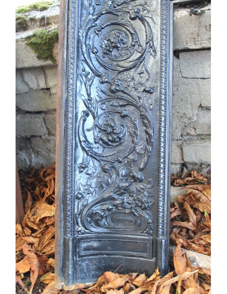 CG 066 CONTROCUORE CAMINO NEOCLASSICO "ROSACES" DI FINISSIMA FATTURA IN FUSIONE DI GHISA D'ARTE