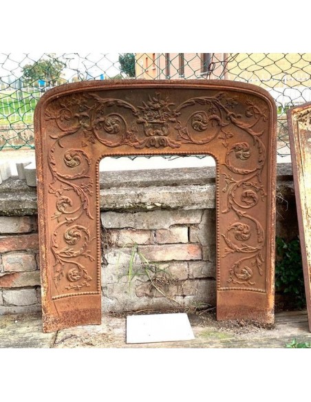 CG 099 CONTROCUORE CAMINO ANTICO LUIGI XIV IN GHISA D'ARTE CON DECORI FLOREALI