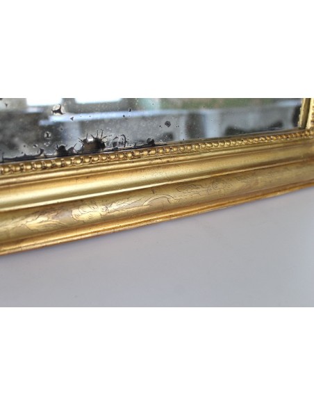 005 SPECCHIERA DORATA DI PICCOLE DIMENSIONI CON DECORO A "PERLAGE" E SPECCHIO D'ORIGINE