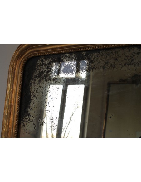 005 SPECCHIERA DORATA DI PICCOLE DIMENSIONI CON DECORO A "PERLAGE" E SPECCHIO D'ORIGINE