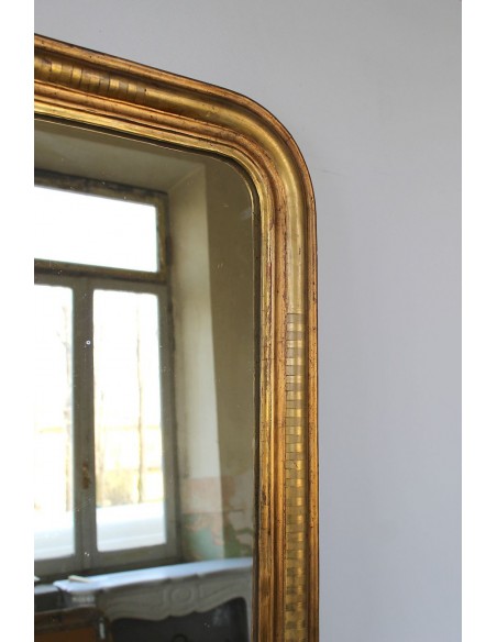 008 PICCOLA SPECCHIERA LUIGI FILIPPO A FOGLIA D'ORO CON DECORO A COSTE