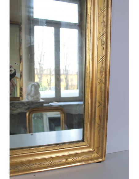 015 SPECCHIERA ANTICA IN FOGLIA D'ORO CON DECORI GEOMETRICI E FLOREALI