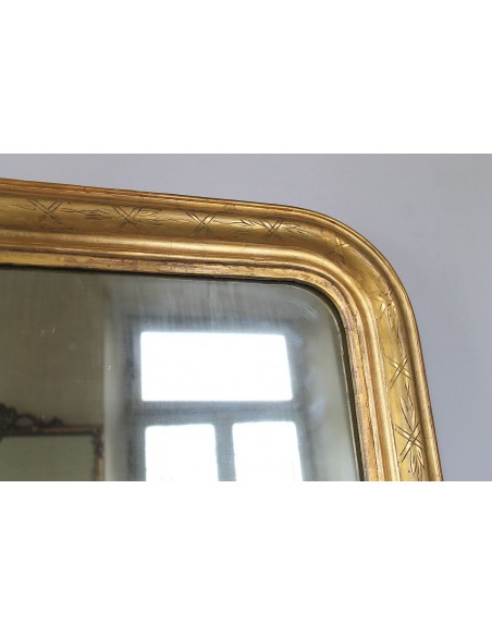 015 SPECCHIERA ANTICA IN FOGLIA D'ORO CON DECORI GEOMETRICI E FLOREALI