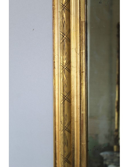 015 SPECCHIERA ANTICA IN FOGLIA D'ORO CON DECORI GEOMETRICI E FLOREALI