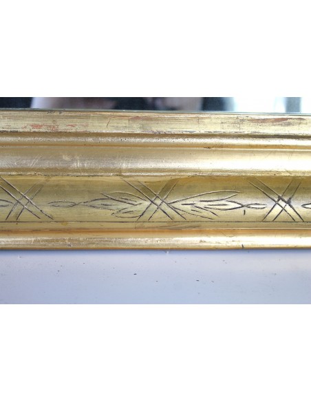 015 SPECCHIERA ANTICA IN FOGLIA D'ORO CON DECORI GEOMETRICI E FLOREALI