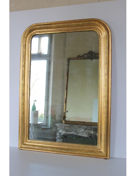 015 SPECCHIERA ANTICA IN FOGLIA D'ORO CON DECORI GEOMETRICI E FLOREALI