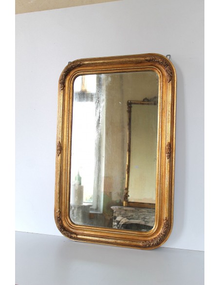 021 SPECCHIERA ANTICA A VASSOIO DORATA ARRICCHITA DA DECORI FLOREALI