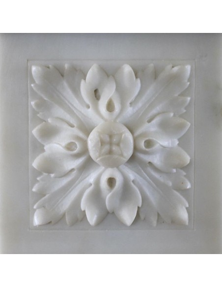 227 CAMINETTO LUIGI XVI "DEUX FLEURS GALBÉ" SCOLPITO IN CANDIDO MARMO STATUARIO CARRARA