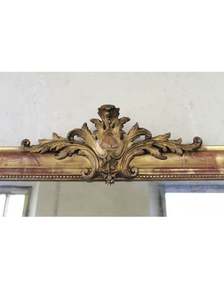 001M PROPORZIONATISSIMA CAMINIERA LUIGI XVI IN FOGLIA D'ORO CON CIMASA BAROCCA