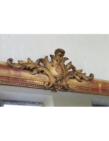 001M PROPORZIONATISSIMA CAMINIERA LUIGI XVI IN FOGLIA D'ORO CON CIMASA BAROCCA