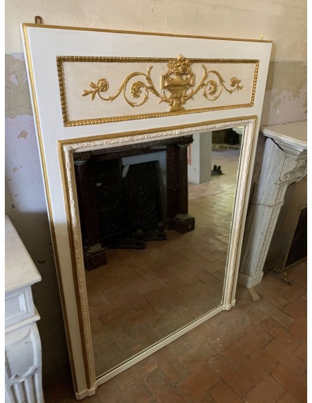 013G CAMINIERA NAPOLEONE III A PANNELLO, LACCA BIANCA E FOGLIA ORO