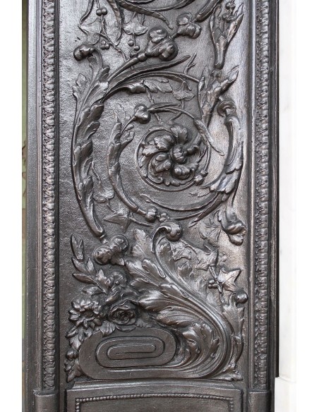 234 AG ECCEZIONALE CAMINO LUIGI XVI "RAMEAU D'OLIVIER ARRONDI" SCOLPITO IN MARMO BIANCO DI CARRARA