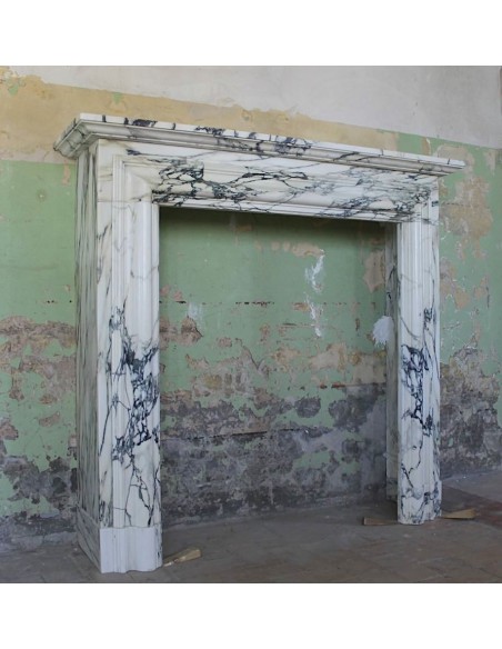 305 CAMINO "SALVATOR ROSA" DI IMPORTANTE DIMENSIONE SCOLPITO IN AFFASCINANTE E RARISSIMA  BRECCIA MEDICEA