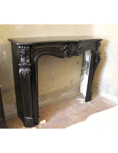 049 AG RARISSIMO LUIGI XV "MUSTACHES" SCOLPITO IN MARMO NERO DEL BELGIO