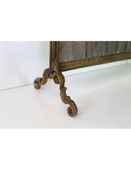 011 PARASCINTILLE NEOCLASSICO IN OTTONE E  BRONZO CON INTROVABILE RETE " A JACQUARD" IN FILO D'OTTONE