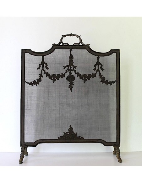 VENDUTO DIVAIO PARASCINTILLE NEOCLASSICO FLOREALE IN FUSIONE DI BRONZO