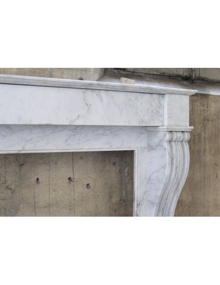 411 ANTICO CAMINETTO LUIGI FILIPPO "CLASSIQUE" SCOLPITO IN MARMO BIANCO DI CARRARA