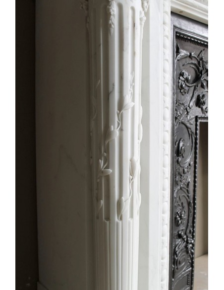 202 AG MONUMENTALE CAMINO NEOCLASSICO IN CANDIDO MARMO STATUARIO CARRARA