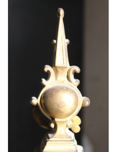 042 COPPIA DI ALARI DORATI (ORO ZECCHINO) PER...