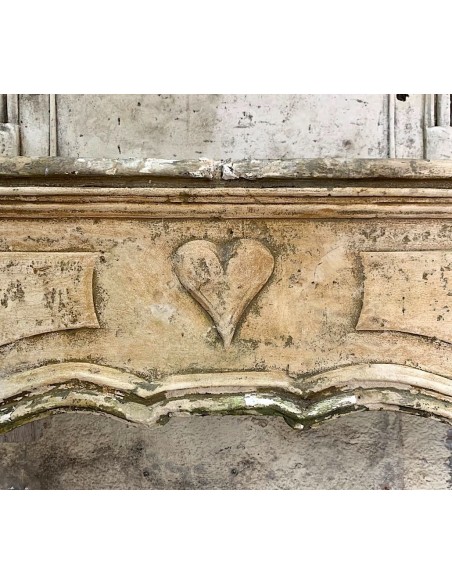 902 BRETONE, IMPORTANTE E SETTECENTESCO CAMINO "A TRUMEAU" IN PIETRA BIANCA DI CAEN