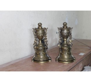 002 FINISSIMA COPPIA DI ALARI D'EPOCA NAPOLEONE III