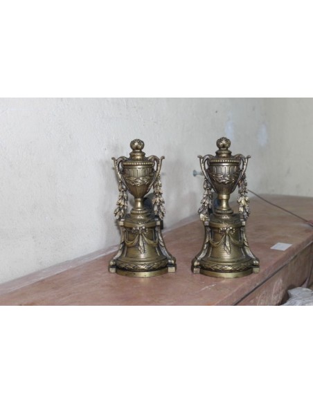 002 FINISSIMA COPPIA DI ALARI D'EPOCA NAPOLEONE III