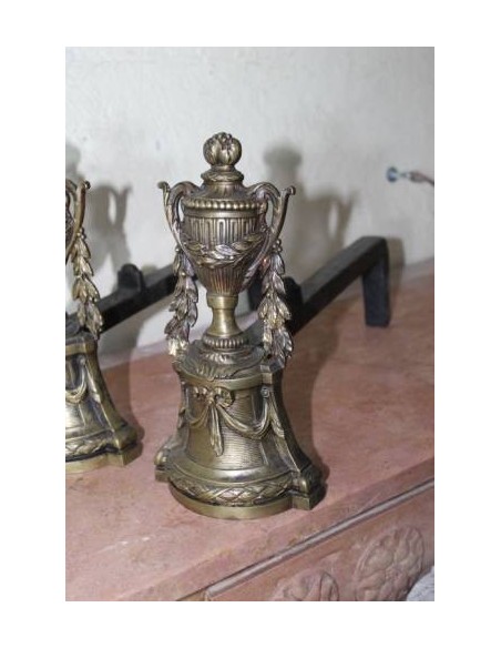 002 FINISSIMA COPPIA DI ALARI D'EPOCA NAPOLEONE III