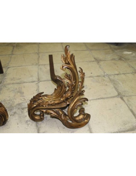 052 BELLISSIMA COPPIA ROCAILLE DI ALARI DORATI PER CAMINETTO