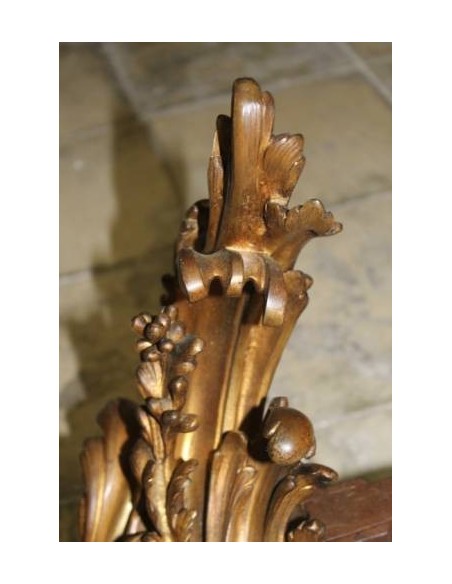 052 BELLISSIMA COPPIA ROCAILLE DI ALARI DORATI PER CAMINETTO