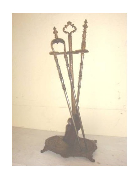 040 SERVITORE PER CAMINETTO, BELLE FUSIONI, TRACCE DELL'ORIGINALE DORATURA