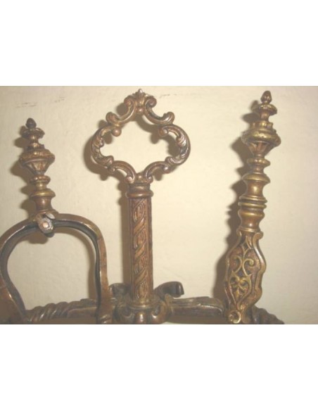 040 SERVITORE PER CAMINETTO, BELLE FUSIONI, TRACCE DELL'ORIGINALE DORATURA