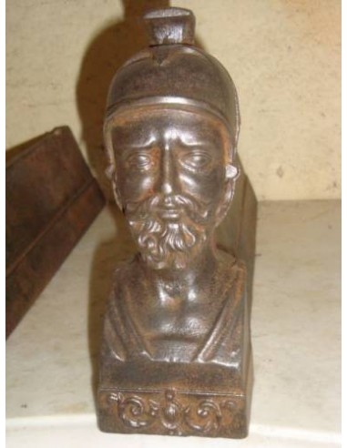 024 "SOLDATO GRECO", COPPIA IN GHISA, EPOCA ART...