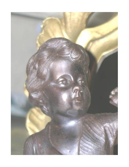 048 DORATURA AD ORO ZECCHINO, COPPIA DI ALARI CON PUTTI