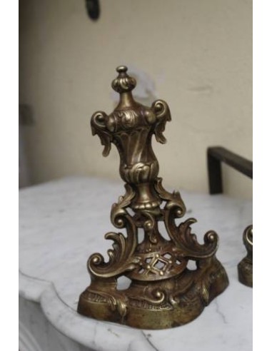 051 COPPIA DI ALARI PER CAMINETTO D' EPOCA FINE...