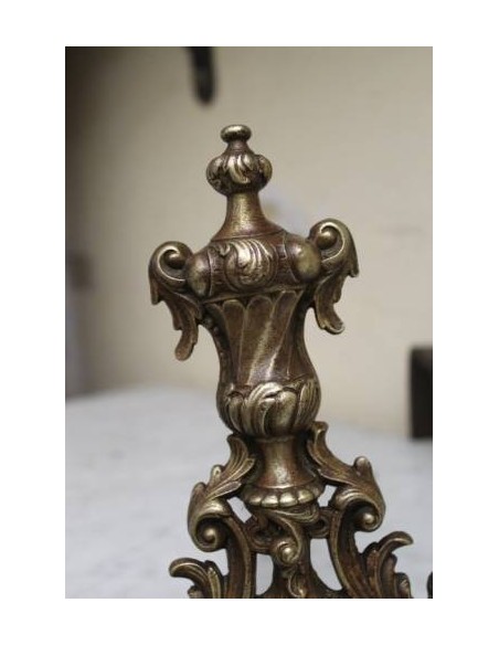 051 COPPIA DI ALARI PER CAMINETTO D' EPOCA FINE OTTOCENTO