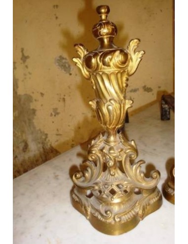 030 SPLENDIDA COPPIA DI ALARI PER CAMINETTO