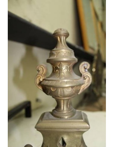 069 COPPIA DI ALARI BAROCCHI IN BRONZO, PRIMI...