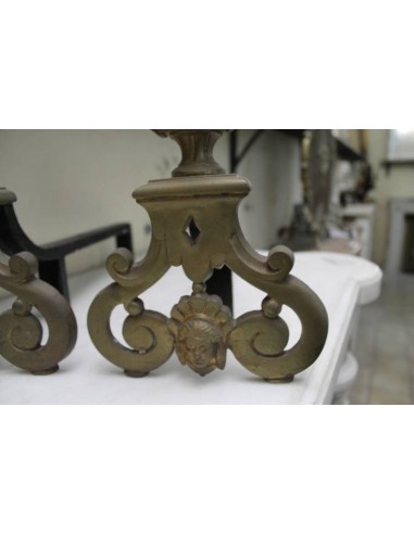 069 COPPIA DI ALARI BAROCCHI IN BRONZO, PRIMI...