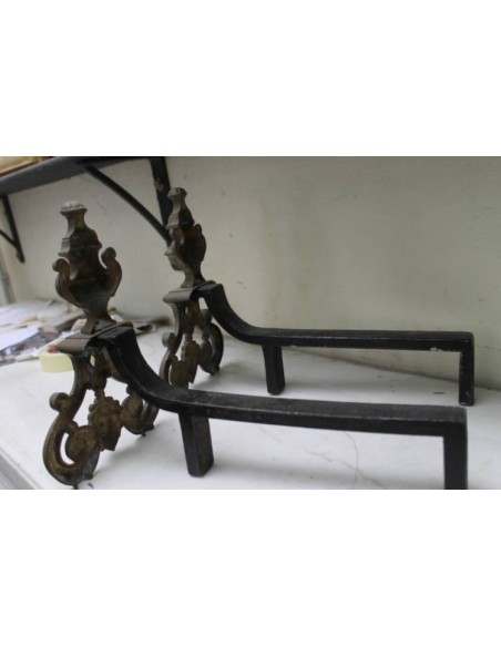 069 COPPIA DI ALARI BAROCCHI IN BRONZO, PRIMI NOVECENTO