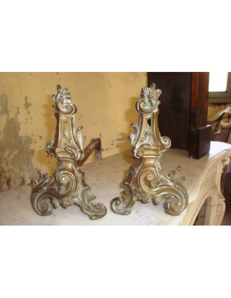 040 ALARI BAROCCHI IN FUSIONE DI BRONZO E FERRO BATTUTO