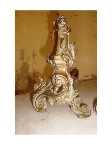 040 ALARI BAROCCHI IN FUSIONE DI BRONZO E FERRO BATTUTO