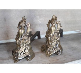 060 ORIGINALE COPPIA DI ALARI ROCAILLE