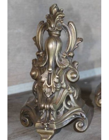 060 ORIGINALE COPPIA DI ALARI ROCAILLE