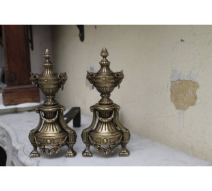 053 COPPIA DI ALARI PER CAMINETTO, EPOCA NAPOLEONE III 2