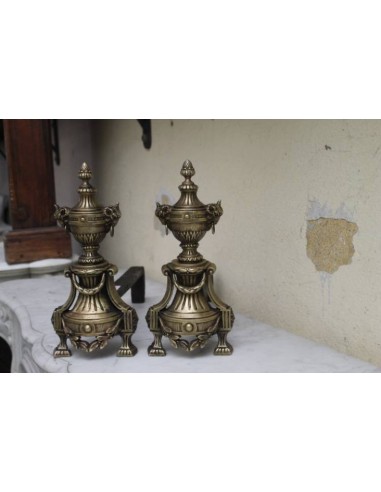 053 COPPIA DI ALARI PER CAMINETTO, EPOCA...