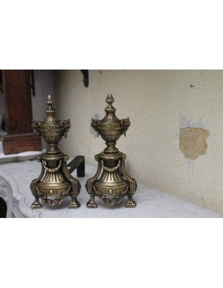 053 COPPIA DI ALARI PER CAMINETTO, EPOCA NAPOLEONE III