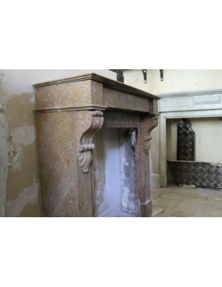 007 OCC PICCOLISSIMO CAMINETTO LUIGI FILIPPO "PALMETTES" IN MARMO GIALLO FIORITO