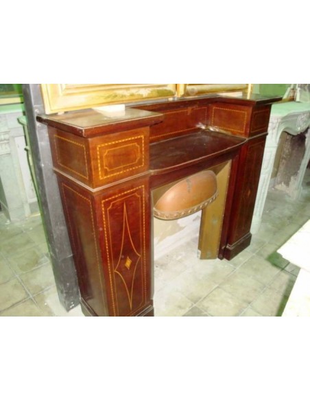 Camino antico Art Deco "Bois des roses" in legno di mogano, proposto in sconto a prezzo d'occasione